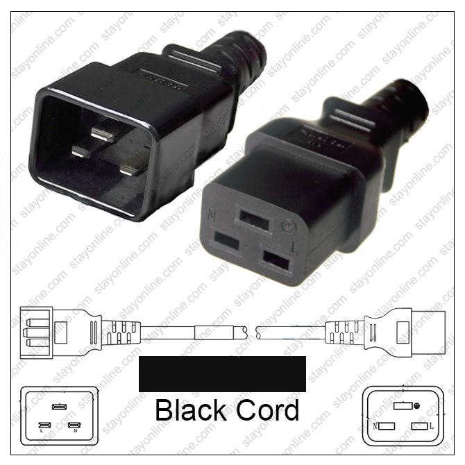 New IEC320 Standard C20 Power Cable Plug Cord Adapter Connector C20 Male Plug 