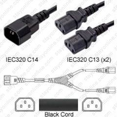 Iron Box IBX-2814 Yellow 1 ft C14 / C13 IEC 320 Power Cord 10A/250V 18 AWG 