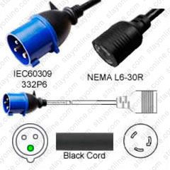 Standard US Plug 110V to 220V NEMA L6-30R 15 to 30A 20" Pigtail Adapter Cord 