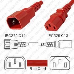 C14 / C13 Iron Box IBX-2816 10A/250V 18 AWG IEC 320 Power Cord Orange 10 ft 