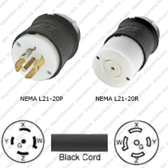 NEMA L21-20P Locking Plug Plug Rated L21-20R Connector Set 20A 120/208V 3-Phase 