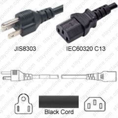 Free End 3 m 17521 10 B1 17521 10 B1 16 AWG Black 125 VAC Mains Power Cord IEC 60320 C13 Pack of 2 13 A 