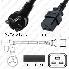 14/3 AWG 15A/250V Iron Box # IBX-4935-10 NEMA L6-15P to C19 Power Cord 10 Foot