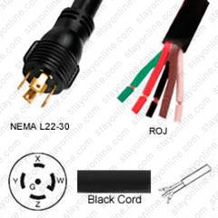 NEMA L22-30 Plug 30A 277/480V Powertronics Connections Grounding Locking Plug, L22-30 4 Pole 5 Wire